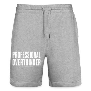 Professional Overthinker – Funny Statement - Stanley/Stella Trainer Unisex Organic Jogging Shorts - heather grey - Front - Nik (191cm) & Marisol (170cm)