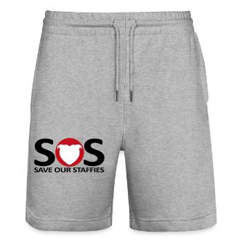 Sos-Staffies – 131 - Stanley/Stella Unisex Bio Joggingshorts Trainer  - Grau meliert - Vorne - Nik (191cm) & Marisol (170cm)