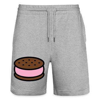 Eissandwich Keks Grafik - Stanley/Stella Trainer Unisex Organic Jogging Shorts - heather grey - Front - Nik (191cm) & Marisol (170cm)