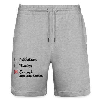 Statut matrimoniale boubou - 07 - Short de jogging bio TRAINER Stanley/Stella unisexe - gris chiné - Devant - Nik (191cm) & Marisol (170cm)