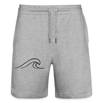 minimalist-wave - Stanley/Stella Trainer Unisex Organic Jogging Shorts - heather grey - Front - Nik (191cm) & Marisol (170cm)