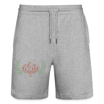 Minimalist Mountain landscape/ Nature Hiking adven - Stanley/Stella Unisex Bio Joggingshorts Trainer  - Grau meliert - Vorne - Nik (191cm) & Marisol (170cm)