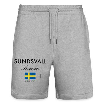 Sundsvall, Suède, coordonne le souvenir de voyage - Short de jogging bio TRAINER Stanley/Stella unisexe - gris chiné - Devant - Nik (191cm) & Marisol (170cm)