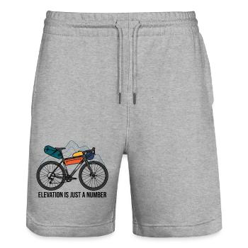 Elevation Is Just A Number Gravel Bikepacking Art - Stanley/Stella Trainer Unisex Organic Jogging Shorts - heather grey - Front - Nik (191cm) & Marisol (170cm)