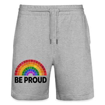 Be Proud | Rainbow Mosaic | Pride | LGBT - Stanley/Stella Trainer Unisex Organic Jogging Shorts - heather grey - Front - Nik (191cm) & Marisol (170cm)
