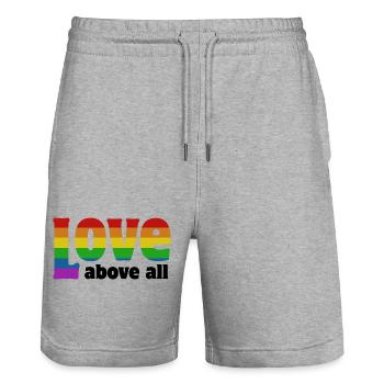 Love Above All | in Pride colors - Stanley/Stella Trainer Unisex Organic Jogging Shorts - heather grey - Front - Nik (191cm) & Marisol (170cm)