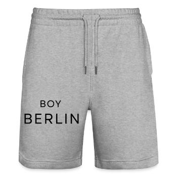 Boy Berlin - Stanley/Stella Trainer Unisex Organic Jogging Shorts - heather grey - Front - Nik (191cm) & Marisol (170cm)