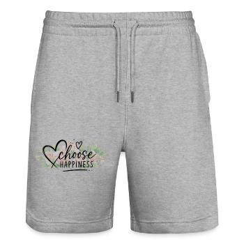 Wähle Glück Blumen - Stanley/Stella Unisex Bio Joggingshorts Trainer  - Grau meliert - Vorne - Nik (191cm) & Marisol (170cm)