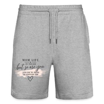 Amazing Job Pink Quote - Stanley/Stella Trainer Unisex Organic Jogging Shorts - heather grey - Front - Nik (191cm) & Marisol (170cm)