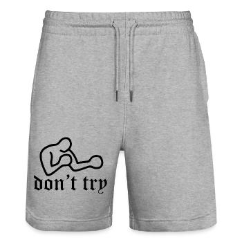 Dont Try Bukowski - Stanley/Stella Trainer Unisex Organic Jogging Shorts - heather grey - Front - Nik (191cm) & Marisol (170cm)