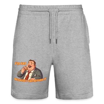 I'm Fat Afford It Funny Sarcastic Eating Food - Stanley/Stella Trainer Unisex Organic Jogging Shorts - heather grey - Front - Nik (191cm) & Marisol (170cm)