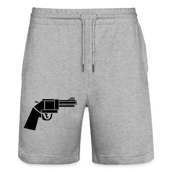 Vintage Revolver – Western Illustration - Stanley/Stella Trainer Unisex Organic Jogging Shorts - heather grey - Front - Nik (191cm) & Marisol (170cm)