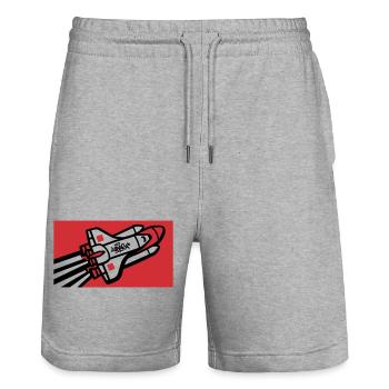 Space Shuttle Graffiti Graphic - Stanley/Stella Trainer Unisex Organic Jogging Shorts - heather grey - Front - Nik (191cm) & Marisol (170cm)