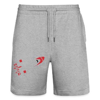 Abstract Rocket Silhouette - Stanley/Stella Trainer Unisex Organic Jogging Shorts - heather grey - Front - Nik (191cm) & Marisol (170cm)