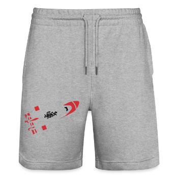 Red Rocket Graffiti Logo - Stanley/Stella Trainer Unisex Organic Jogging Shorts - heather grey - Front - Nik (191cm) & Marisol (170cm)