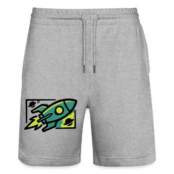 Graffiti de fusées - Short de jogging bio TRAINER Stanley/Stella unisexe - gris chiné - Devant - Nik (191cm) & Marisol (170cm)