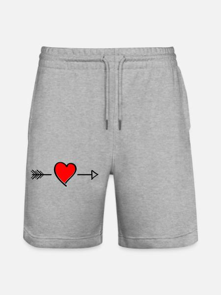 Heart contrast on black - Stanley/Stella Trainer Unisex Organic Jogging Shorts - heather grey