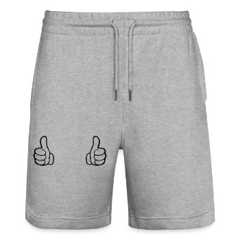 Comme une main - Short de jogging bio TRAINER Stanley/Stella unisexe - gris chiné - Devant - Nik (191cm) & Marisol (170cm)