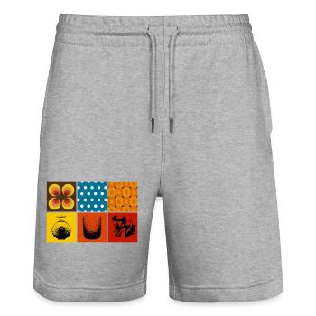 Retro - Stanley/Stella Trainer Unisex Organic Jogging Shorts - heather grey - Front - Nik (191cm) & Marisol (170cm)