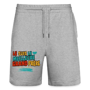 Je suis le meilleur grand frère - Short de jogging bio TRAINER Stanley/Stella unisexe - gris chiné - Devant - Nik (191cm) & Marisol (170cm)