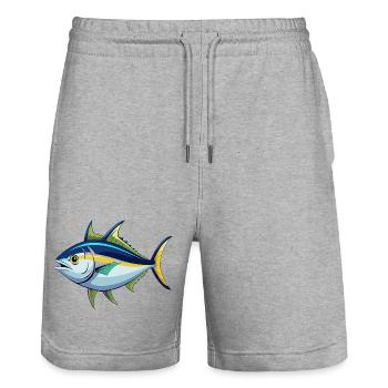 Thunfisch - Stanley/Stella Unisex Bio Joggingshorts Trainer  - Grau meliert - Vorne - Nik (191cm) & Marisol (170cm)