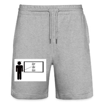 German Teacher - Stanley/Stella Trainer Unisex Organic Jogging Shorts - heather grey - Front - Nik (191cm) & Marisol (170cm)