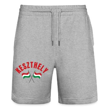 Keszthely Hungarian Flags  - Stanley/Stella Trainer Unisex Organic Jogging Shorts - heather grey - Front - Nik (191cm) & Marisol (170cm)