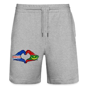 Drapeau du Cap-Vert Mauritanie Mains en forme de cœur - Short de jogging bio TRAINER Stanley/Stella unisexe - gris chiné - Devant - Nik (191cm) & Marisol (170cm)