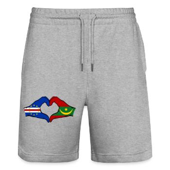 Cape Verde Mauritania Flag Hands Heart Shape - Stanley/Stella Trainer Unisex Organic Jogging Shorts - heather grey - Front - Nik (191cm) & Marisol (170cm)