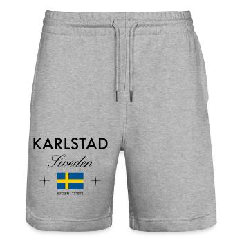 Karlstad, Suède, coordonne le souvenir de voyage - Short de jogging bio TRAINER Stanley/Stella unisexe - gris chiné - Devant - Nik (191cm) & Marisol (170cm)