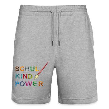 Schoolchild Power - Stanley/Stella Trainer Unisex Organic Jogging Shorts - heather grey - Front - Nik (191cm) & Marisol (170cm)