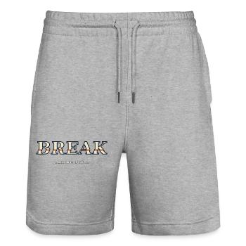 BREAK – Taking Five | Humor about the Break - Stanley/Stella Trainer Unisex Organic Jogging Shorts - heather grey - Front - Nik (191cm) & Marisol (170cm)
