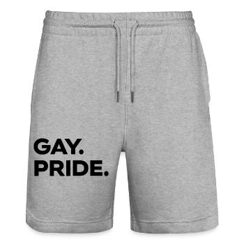 GAY Pride | LGBT | Love instead of hate - Stanley/Stella Trainer Unisex Organic Jogging Shorts - heather grey - Front - Nik (191cm) & Marisol (170cm)