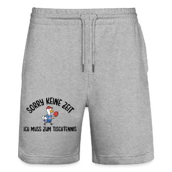 Tischtennisspieler Gans Muss zum Tischtennis - Stanley/Stella Unisex Bio Joggingshorts Trainer  - Grau meliert - Vorne - Nik (191cm) & Marisol (170cm)