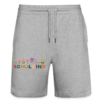 Schulkind  - Stanley/Stella Unisex Bio Joggingshorts Trainer  - Grau meliert - Vorne - Nik (191cm) & Marisol (170cm)