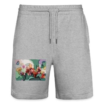 Abstrakte Orchideen | Zen-Blumenillustration - Stanley/Stella Unisex Bio Joggingshorts Trainer  - Grau meliert - Vorne - Nik (191cm) & Marisol (170cm)