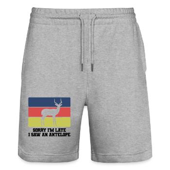 Antilope Humor Spruch - Stanley/Stella Unisex Bio Joggingshorts Trainer  - Grau meliert - Vorne - Nik (191cm) & Marisol (170cm)