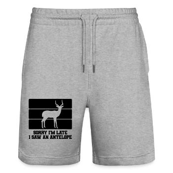 Antilope Humor Spruch - Stanley/Stella Unisex Bio Joggingshorts Trainer  - Grau meliert - Vorne - Nik (191cm) & Marisol (170cm)