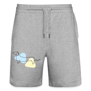 Line Art Dachshund pastel - Stanley/Stella Trainer Unisex Organic Jogging Shorts - heather grey - Front - Nik (191cm) & Marisol (170cm)