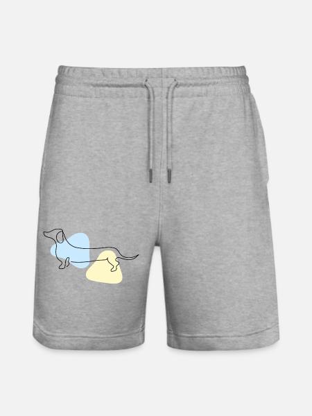Line Art Dachshund pastel - Stanley/Stella Trainer Unisex Organic Jogging Shorts - heather grey