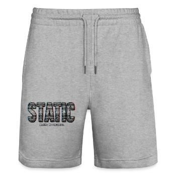 STATIC – No Progress | Retro pun - Stanley/Stella Trainer Unisex Organic Jogging Shorts - heather grey - Front - Nik (191cm) & Marisol (170cm)