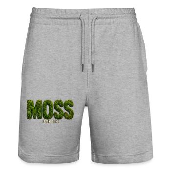 MOSS – Growing Inside Me | Botanical pun - Stanley/Stella Trainer Unisex Organic Jogging Shorts - heather grey - Front - Nik (191cm) & Marisol (170cm)