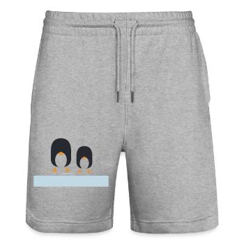 Geometric Black Penguins Duo - Stanley/Stella Trainer Unisex Organic Jogging Shorts - heather grey - Front - Nik (191cm) & Marisol (170cm)