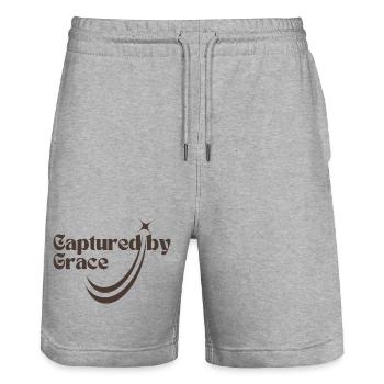 Captured By Grace Shooting Star - Stanley/Stella Trainer Unisex Organic Jogging Shorts - heather grey - Front - Nik (191cm) & Marisol (170cm)