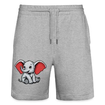 Little Elephant – Cheerful Cartoon Character - Stanley/Stella Trainer Unisex Organic Jogging Shorts - heather grey - Front - Nik (191cm) & Marisol (170cm)