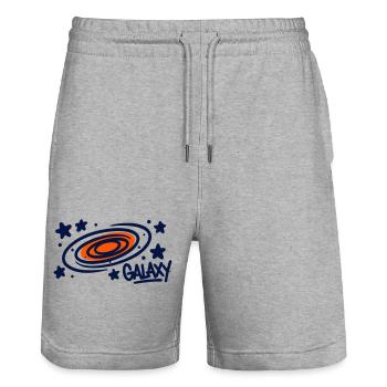 Galaxy Spiral Graffiti Logo - Stanley/Stella Trainer Unisex Organic Jogging Shorts - heather grey - Front - Nik (191cm) & Marisol (170cm)