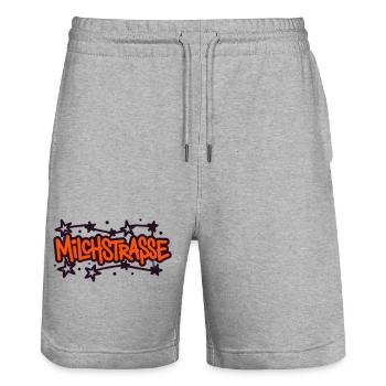 Milky Way Graffiti Logo - Stanley/Stella Trainer Unisex Organic Jogging Shorts - heather grey - Front - Nik (191cm) & Marisol (170cm)