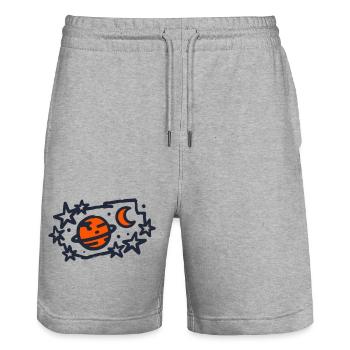 Planet Stars Graffiti Graphic - Stanley/Stella Trainer Unisex Organic Jogging Shorts - heather grey - Front - Nik (191cm) & Marisol (170cm)