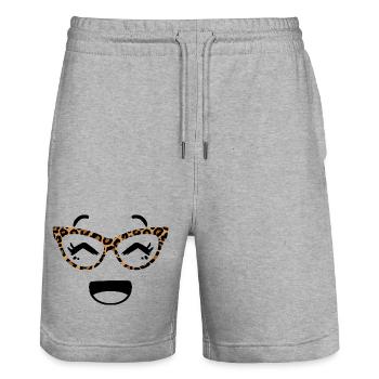 Cute Face In Kawaii Style With Leopard Goggles - Stanley/Stella Trainer Unisex Organic Jogging Shorts - heather grey - Front - Nik (191cm) & Marisol (170cm)