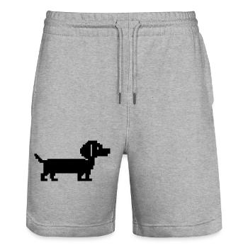 Teckel Teckel Pixel Art rétro - Short de jogging bio TRAINER Stanley/Stella unisexe - gris chiné - Devant - Nik (191cm) & Marisol (170cm)